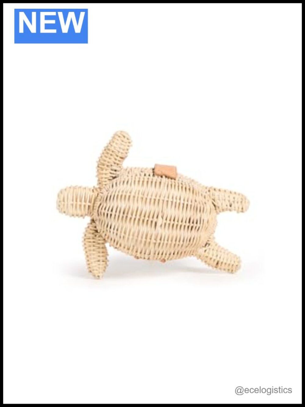 Rattan Mini Clutch with Leather Trim and Shoulder Strap